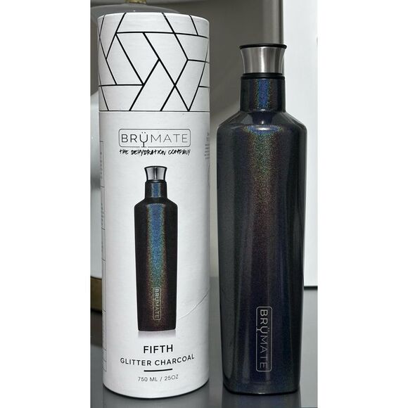 BruMate FIFTH 25OZ LIQUOR CANTEEN, GLITTER CHARCOAL - Picture 1 of 5